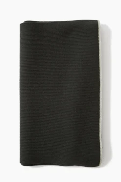 Dark Green and Grey Ribbed Cashmere and Wool Scarf