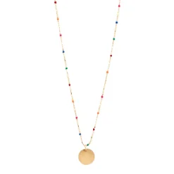 Delicate Beaded Necklace with Circle Pendant