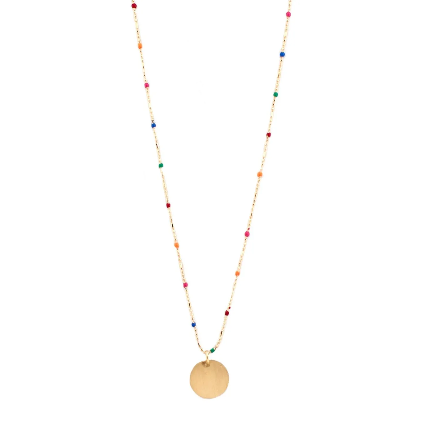 Delicate Beaded Necklace with Circle Pendant