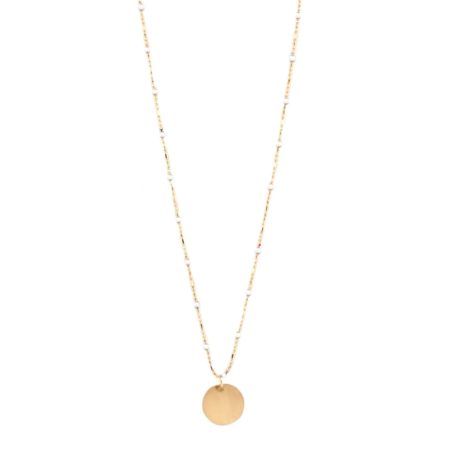 Delicate Beaded Necklace with Circle Pendant