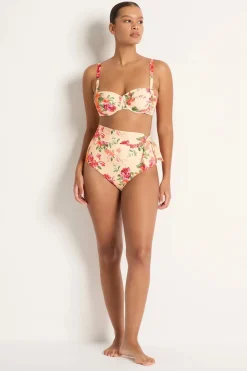 Delight Gathered Balconette Bikini Top- Linen