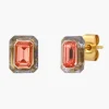 Emerald Cut Glass Stud with Resin Bezel