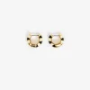 Enamel Stripe Huggie Earring ~ Cream/Blck