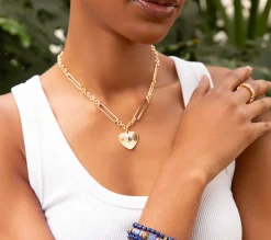 Etched Heart Pendant Necklace