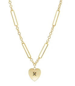 Etched Heart Pendant Necklace