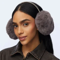 Faux Fur Pearl Earmuffs ~ Charcoal