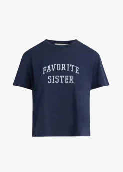 Favorite Sister Cropped Collegiate Tee ~ Navy