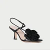 Frank Black Moiré Flower Sandal