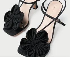 Frank Black Moiré Flower Sandal
