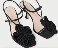 Frank Black Moiré Flower Sandal