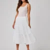 Frayed Tiered Skirt ~ White