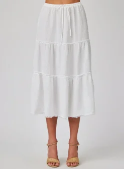 Frayed Tiered Skirt ~ White