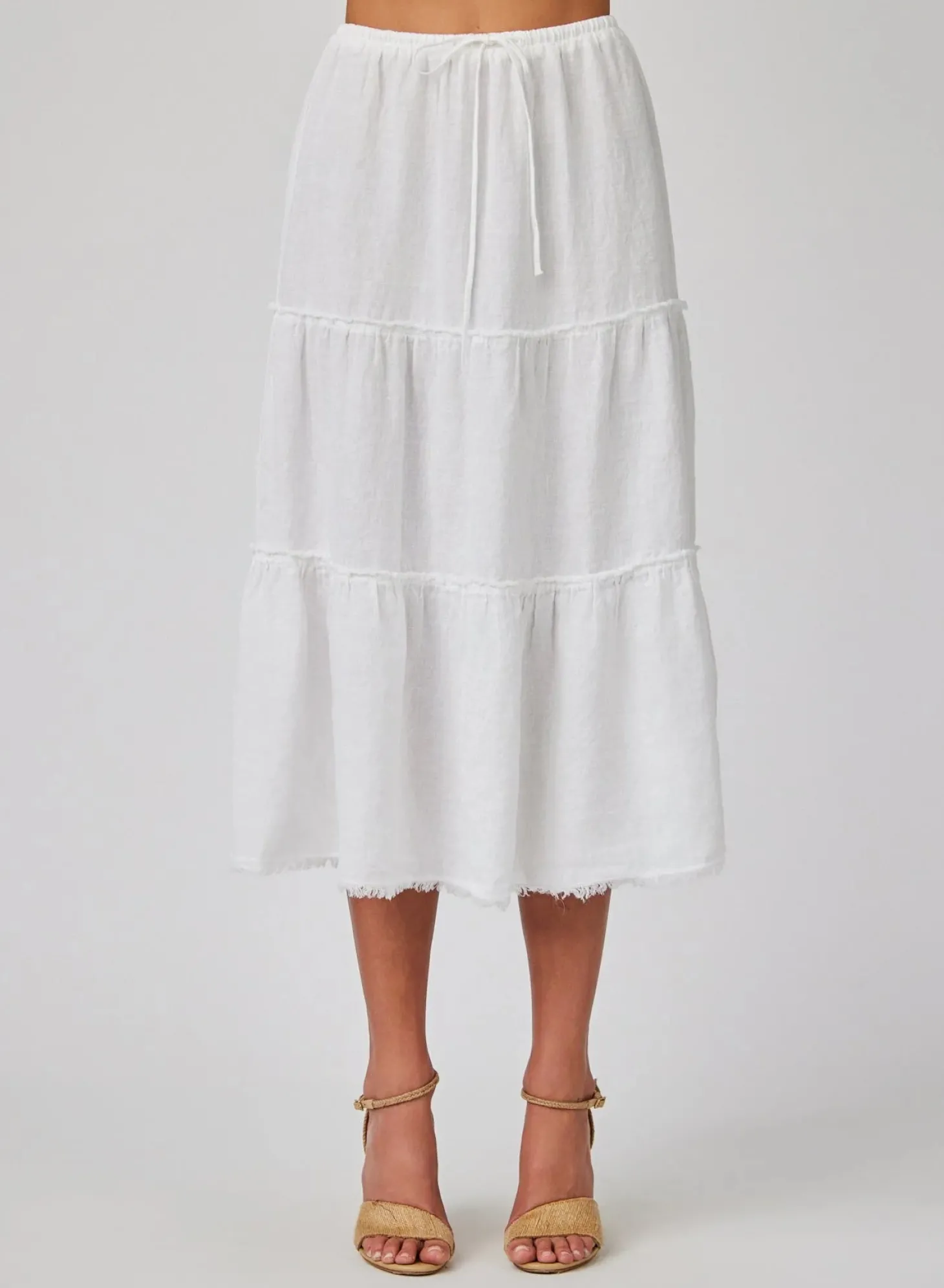 Frayed Tiered Skirt ~ White