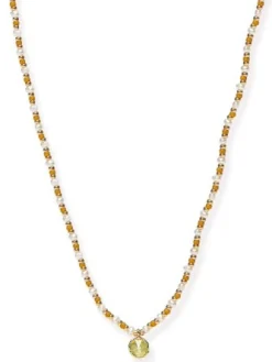 Fresh Water Pearl and Smoky Topaz Necklace