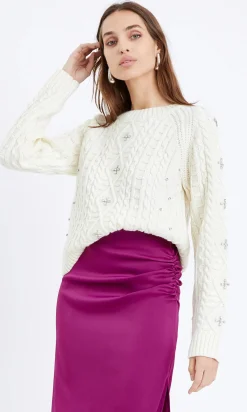 Gloria Rhinestone Sweater ~ Ivory