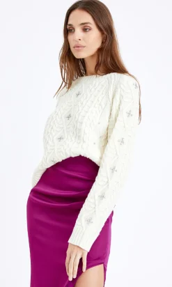 Gloria Rhinestone Sweater ~ Ivory