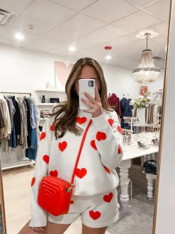 Go To Sweater ~ Tossed Heart Knit Red