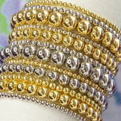 Gold 3 mm Brass Ball Beaded Bracelet
