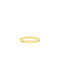 Gold 3mm Ball Stretch Ring with Rectangle Bead