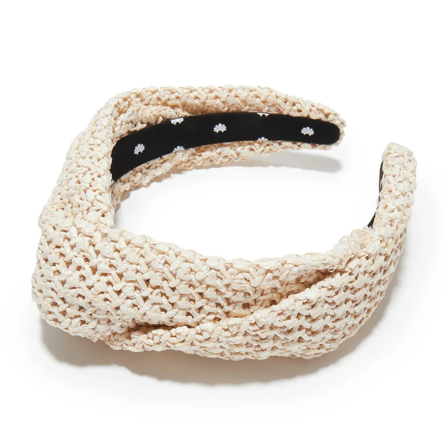 Greta Raffia Headband ~ White Wash
