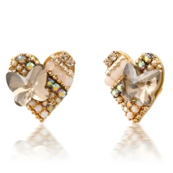 Grey Crystal Heart Earring