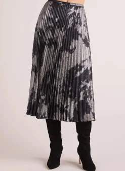 Hand Pleated Midi Skirt ~ Silver Dye Print