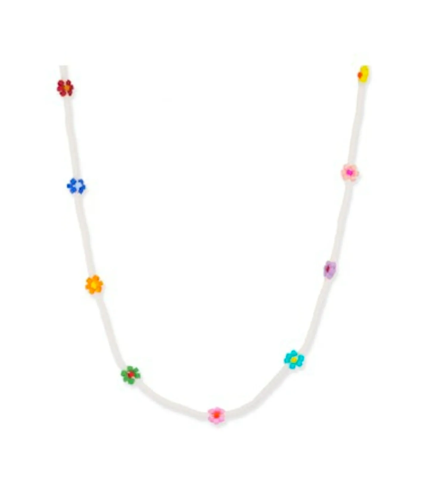 Handmade Beaded Floral Necklace ~ Ivory