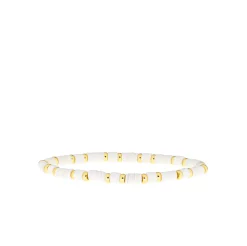 Heishi Stretch Bracelet ~ Gold/White