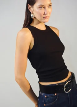 Isabel Rib Tank ~ Black