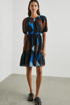 Khloe Dress ~ Blue Multi Color Block