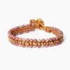 Koa Cuff Wrap Bracelet ~ Rhodonite