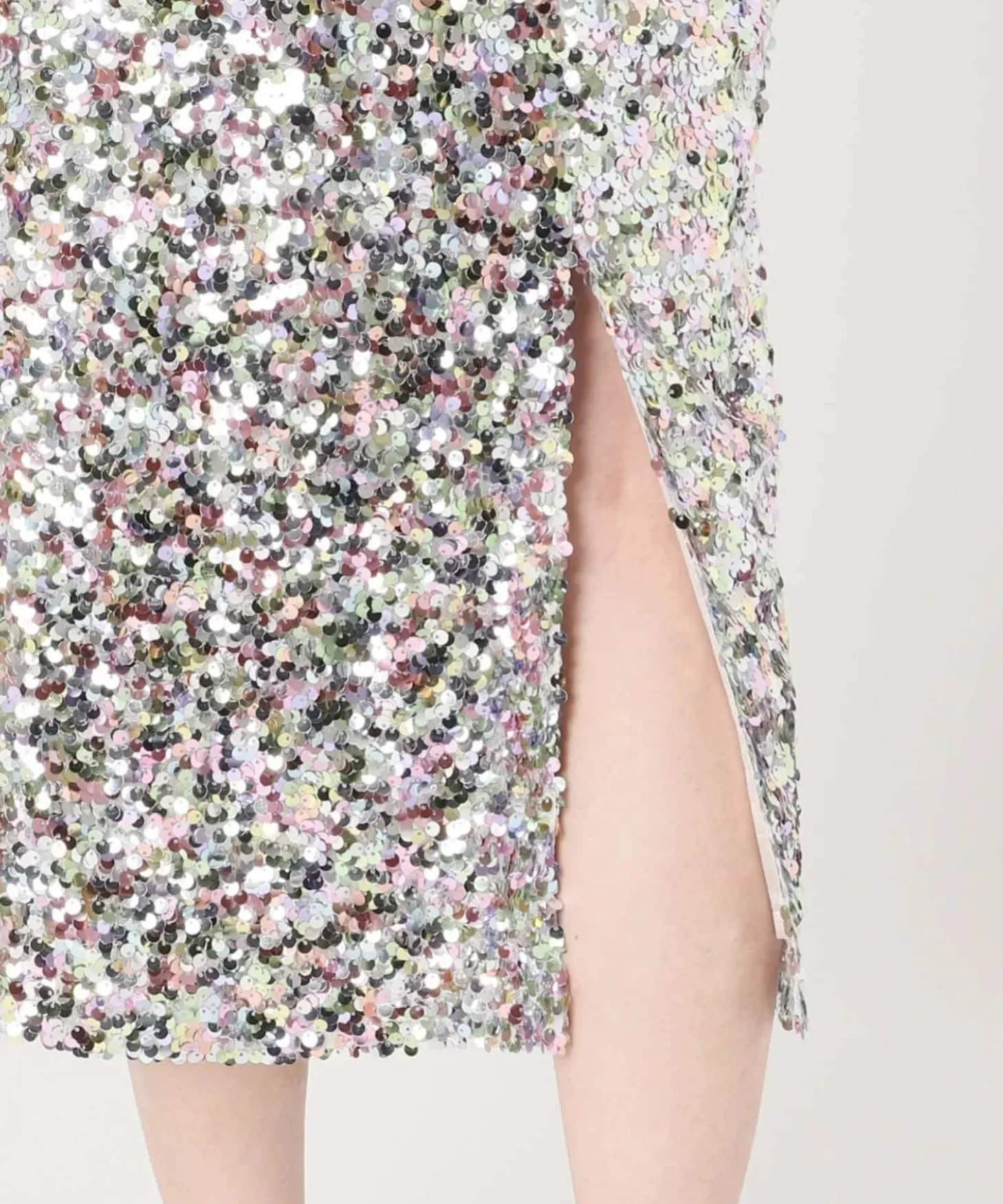 Lacey Sequins Midi Skirt ~ Silver