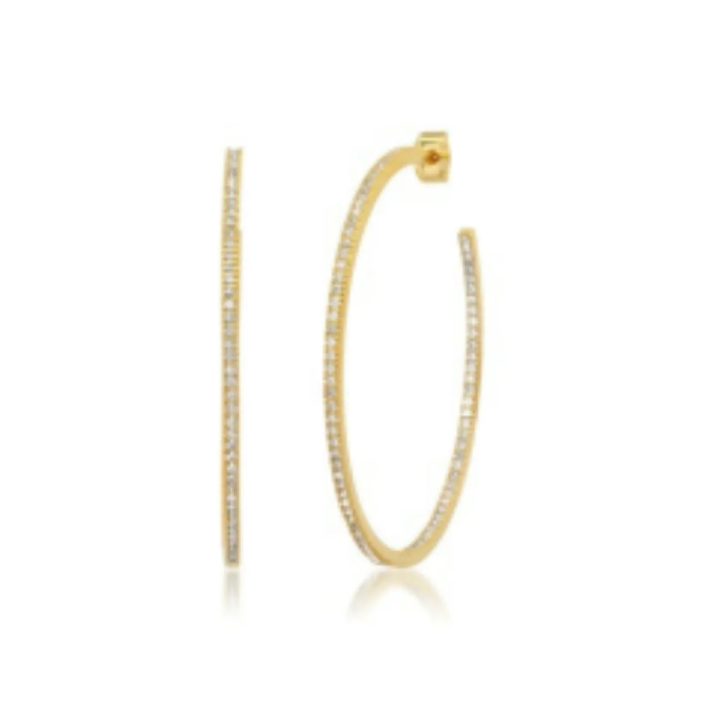 Large Pave Hoops ~ Gold