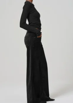 Loll Mid Rise Baggy Velvet ~ Black