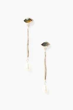 Lucia Evil Eye Earrings ~. Labradorite