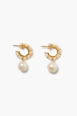 Maiden Hoop Earrings ~ White Pearl