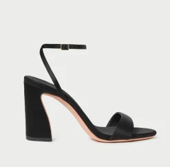 Malia Black Satin Heeled Sandal