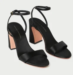 Malia Black Satin Heeled Sandal