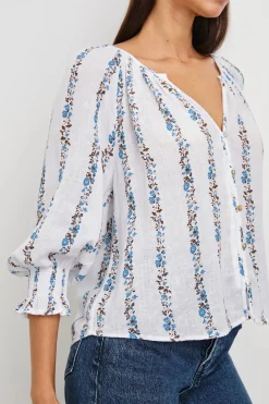Mariah Top ~ Bluebell Stripe