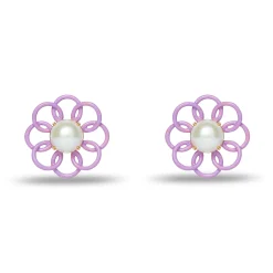 Marigold Button Earrings ~ Lilac