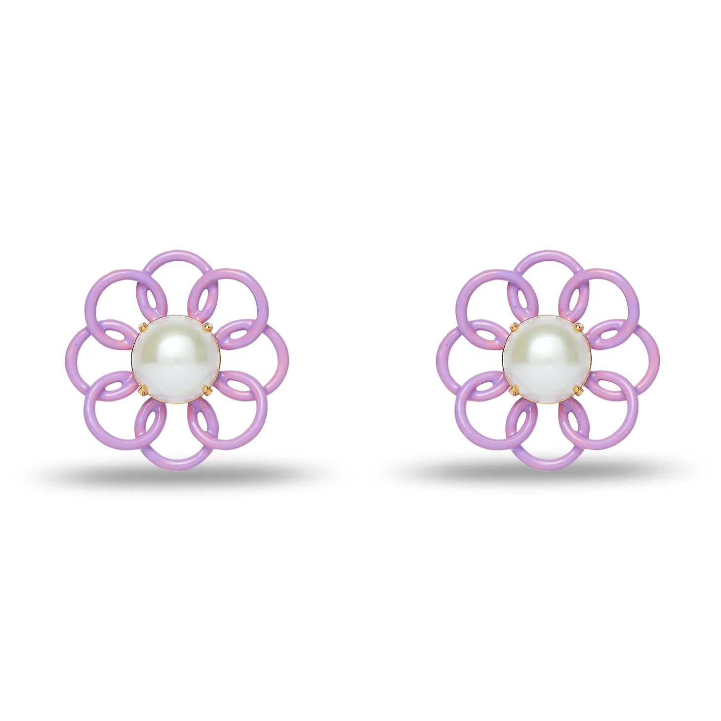 Marigold Button Earrings ~ Lilac