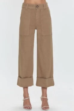 Maya Cuffed Hem Wide Leg Pant ~ Biscuit