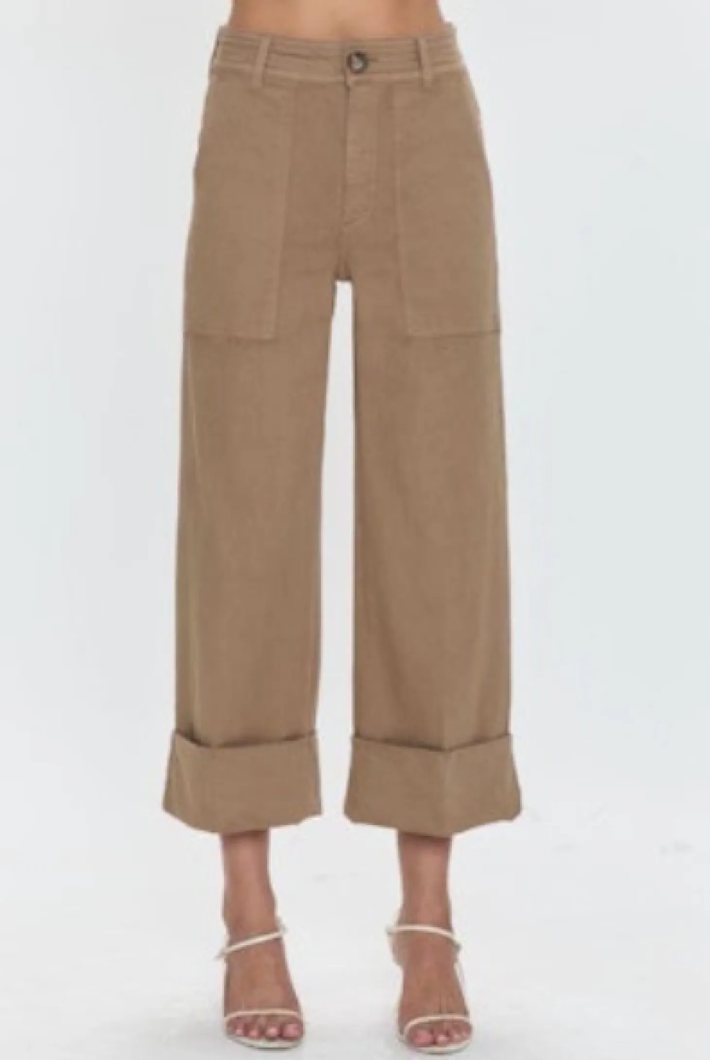 Maya Cuffed Hem Wide Leg Pant ~ Biscuit