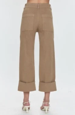 Maya Cuffed Hem Wide Leg Pant ~ Biscuit