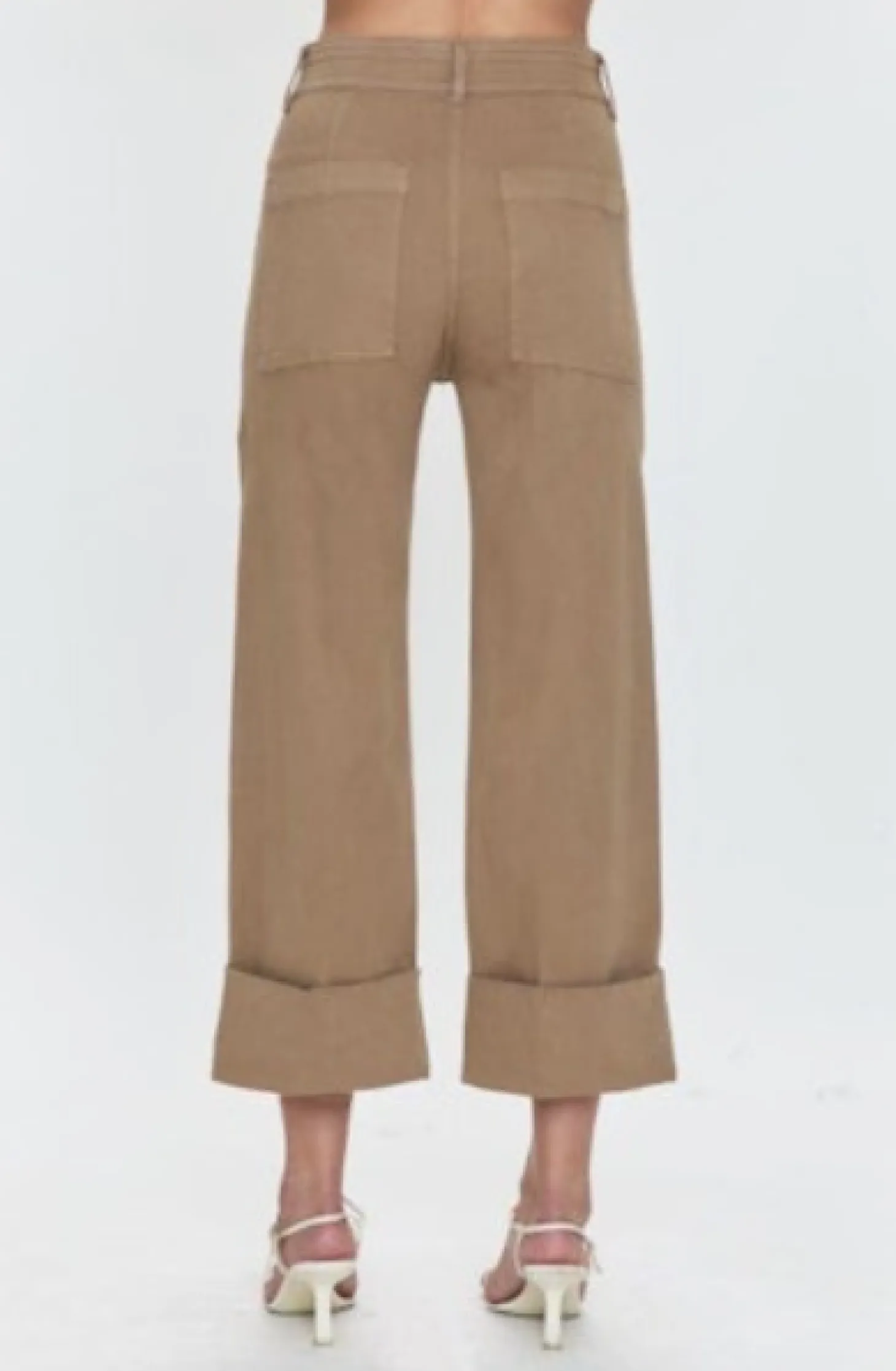 Maya Cuffed Hem Wide Leg Pant ~ Biscuit