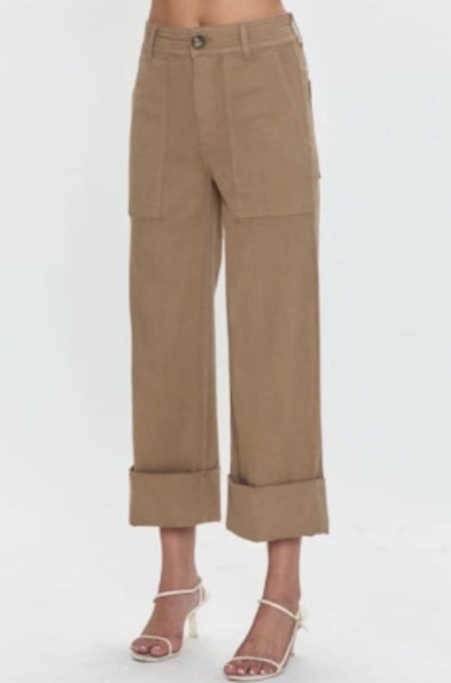 Maya Cuffed Hem Wide Leg Pant ~ Biscuit