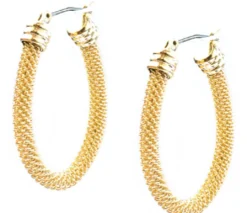 Mesh Oval Hoop ~ Gold