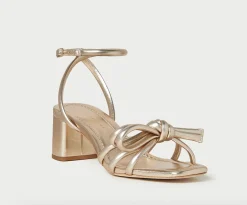 Mikel Bow Mid-Heel Sandal ~ Champagne