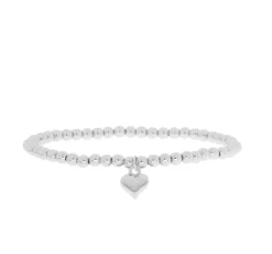 3mm Beaded Ball Bracelet with Heart Charm