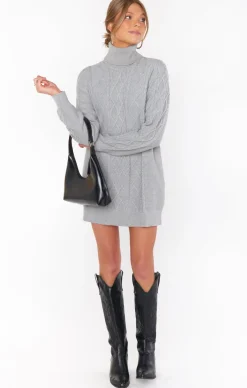 Montreal Mini Dress - Grey Cable Knit